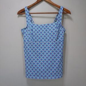 Lands' End Square Neck Underwire Bra Tankini Swimsuit Top